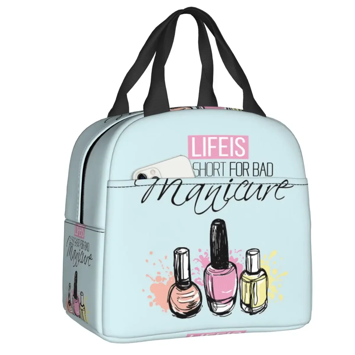 Custom Nail Artist Gift Insulated Lunch Bag Women Leakproof Manicurist Nail Polish Thermal Cooler Bento Box Office Work School