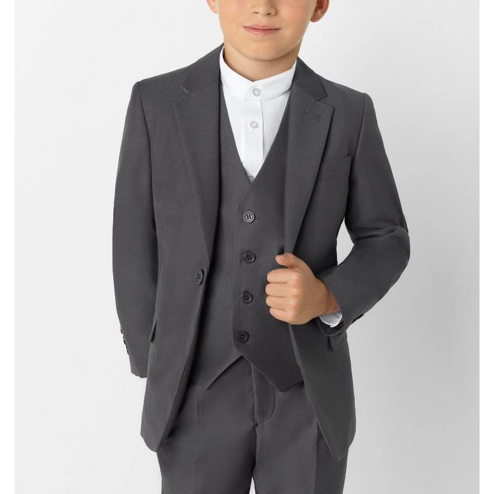 Boy Suits 3 Piece Notch Lapel One Button Sets for Children Chic Daily Casual Formal Wedding Party Tuxedo Slim Kids Clothes