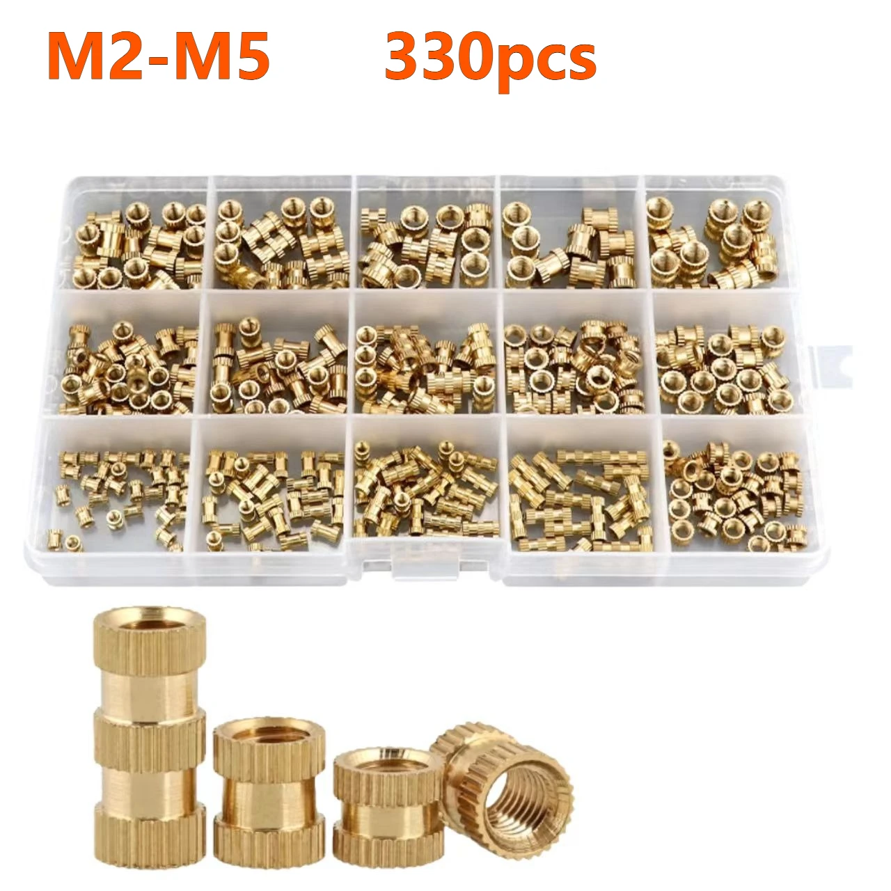 330PCS brass Thread Insertion Nut Kit M2 M3 M4 M5 Hot Melt Hot Etch Embedded Injection Copper Nuts for 3D Printing