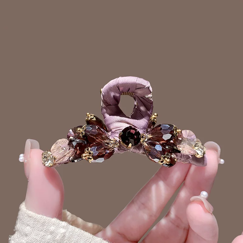 

Purple Crystal Hair Clip Korean Style Sweet Hair Claws Princess Hair Accessories and Headwear Adult Hairpin Headband