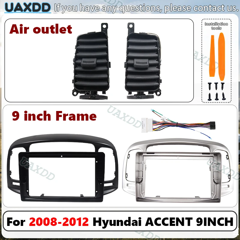 CD Car A/C Radio Android Frame Fascia AIR VENT Air Conditioning Vent Grille Assembly Dashboard 2Din For 2008-2012 Hyundai Accent