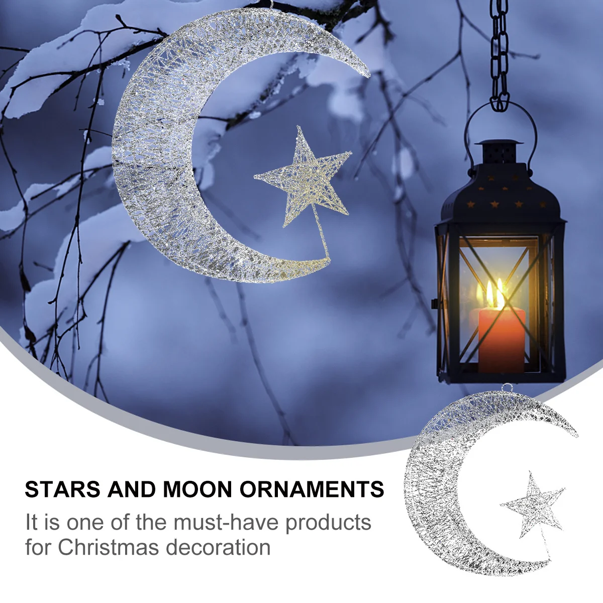 

1Pcs Iron Art Star Moon Christmas Hanging Decor 35cm Home Garden Wall Ornament Pendant Christmas Pendant Decor