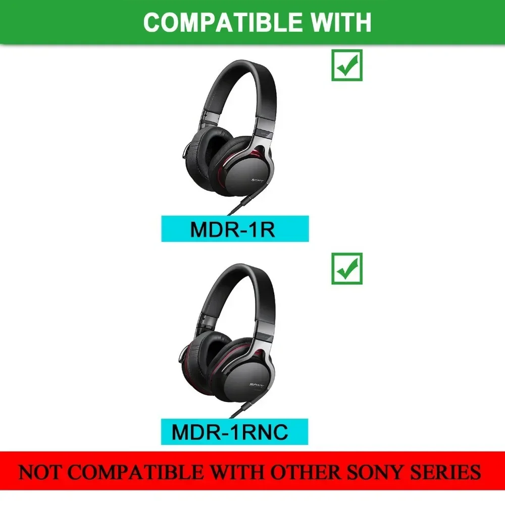 Almohadillas de espuma viscoelástica de repuesto para auriculares, almohadillas de cuero para los oídos, para SONY MDR-1R, MDR-1RNC, MDR-1RMK2