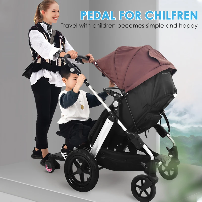 

Baby Trolley Organizer Second Child Stroller Pedal Adapter Twins Hitchhiker Auxiliary Trailer Kids Standing Plate Board Scooter