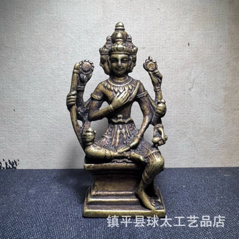 -Faced Small Ornament Brass Nepalese Vajrayana Eight- Copper Buddha Statue Four-Armed Guanyin