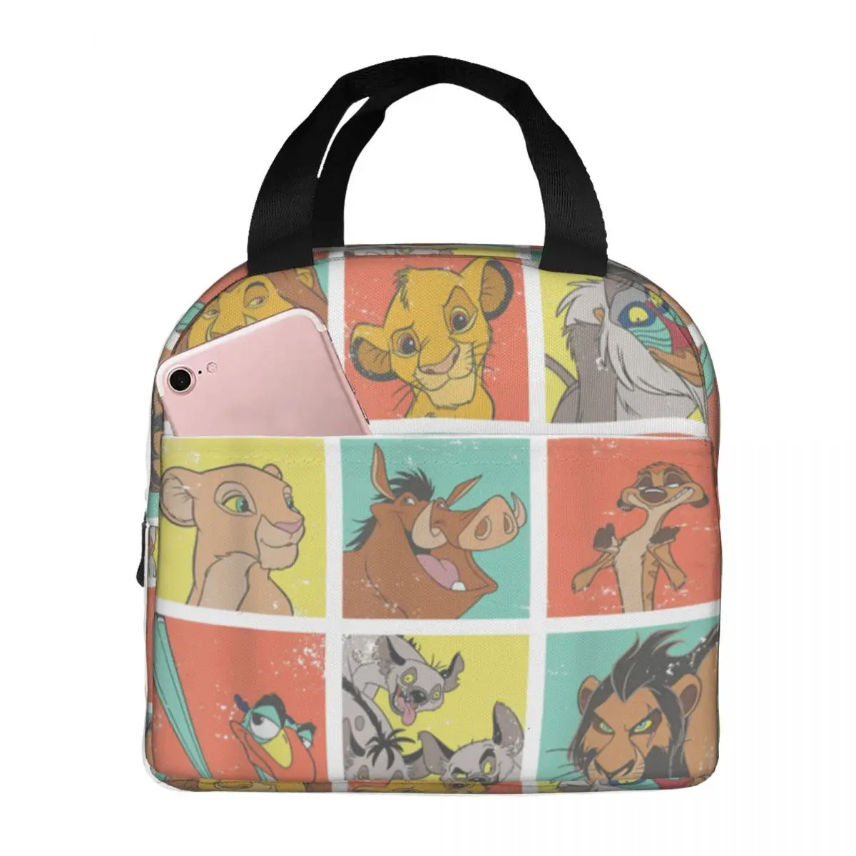 The Lion King Characters 90s Cartoon Insulated Lunch Bags Leakproof Lunch Container Thermal Bag Tote Lunch Box Travel Food Bag