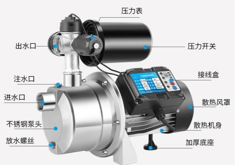 Stainless Steel Automatic Suction Pump 220V High Pressure Water Pump For Residential Water Well And Pipeline Use