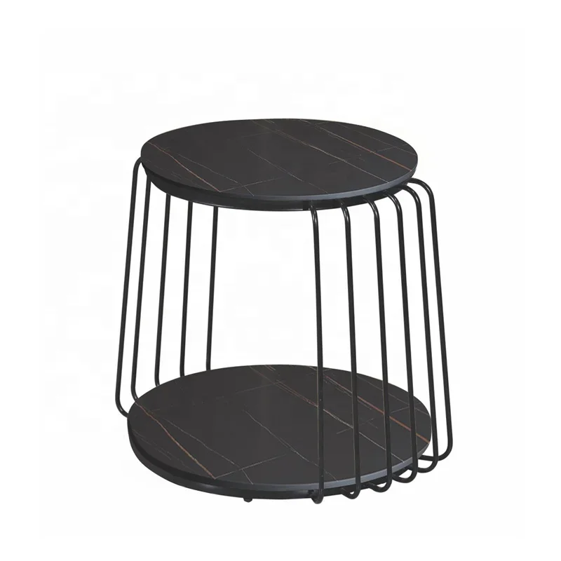 Hot selling Marble tea table Living Room Furniture Round side tables with metal frame nesting coffee tables set for sale