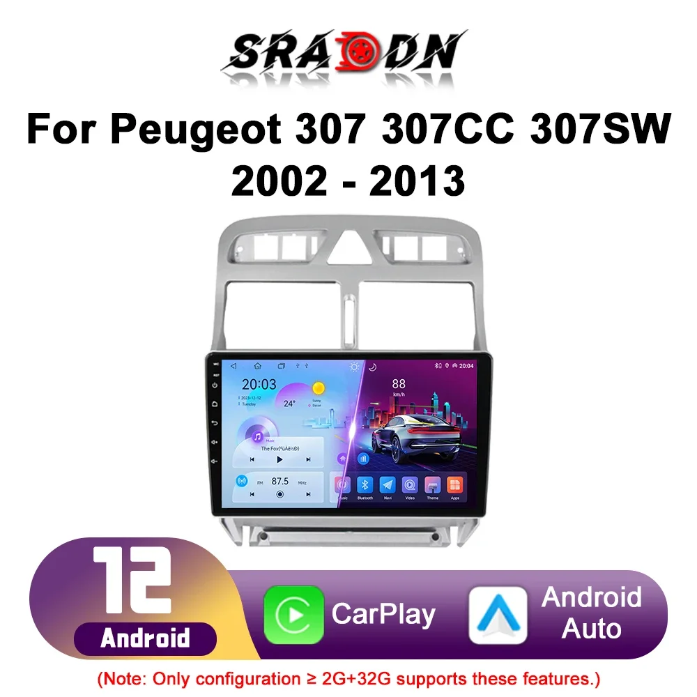 For Peugeot 307 307CC 307SW 2002 - 2013 Car Radio Android Automotive Multimedia Player GPS Navigation Carplay Screen Auto Stereo