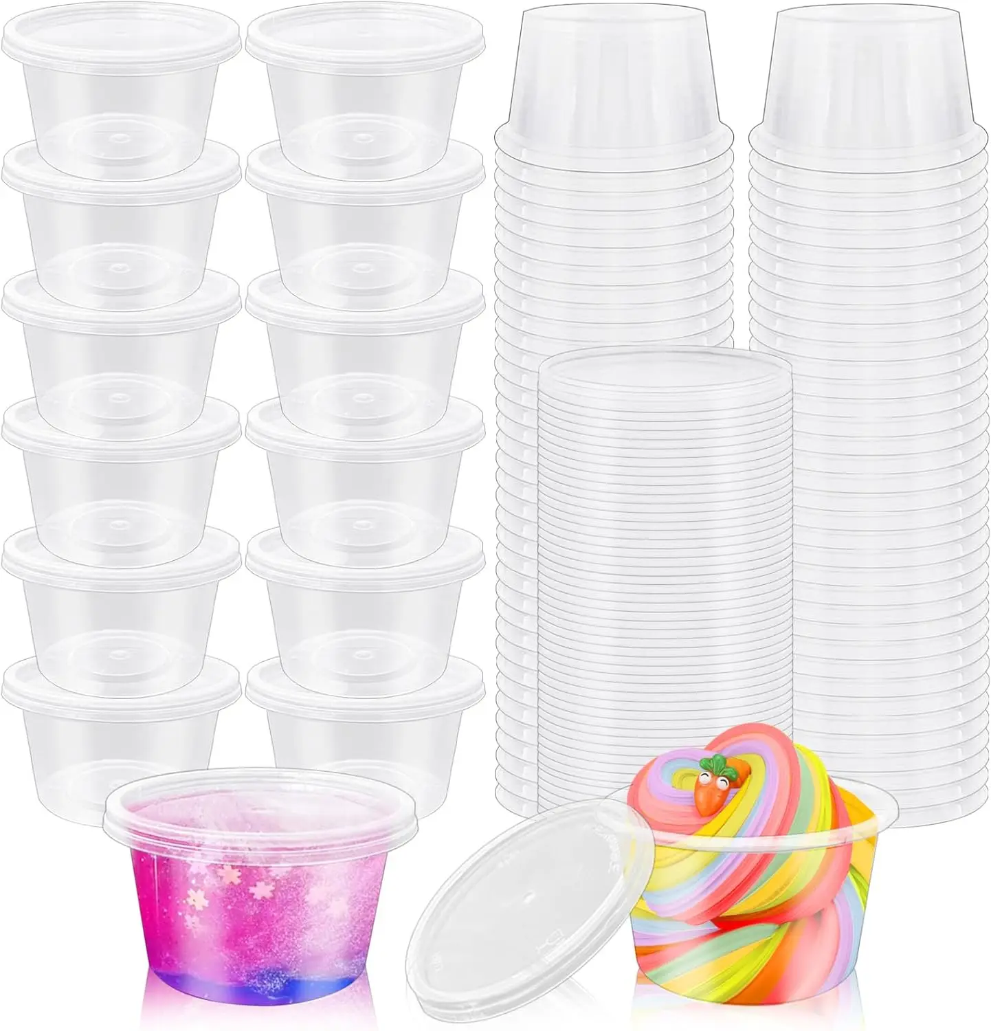 

50 Sets 4oz Clear Plastic Cups with Lids, Leak-Proof Jello Shot Containers for Meal Prep, Sauces, Salad Dressing