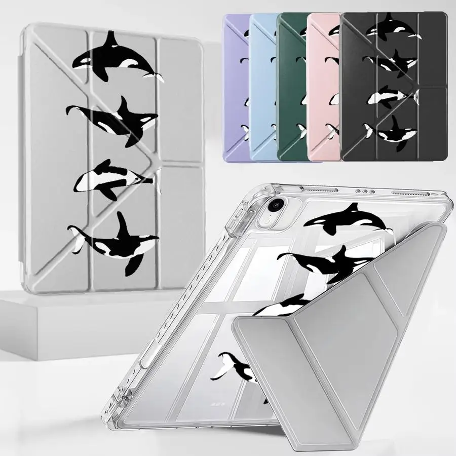 

Чехол-подставка для планшета с мультяшным китом для iPad Pro 11-го, 10-го, 9-го, 8-го, 7-го поколений, 12.9 дюймов, Air 4, 5, M3, M2, M4, 11 дюймов, Pro 2025, Mini 6, 7