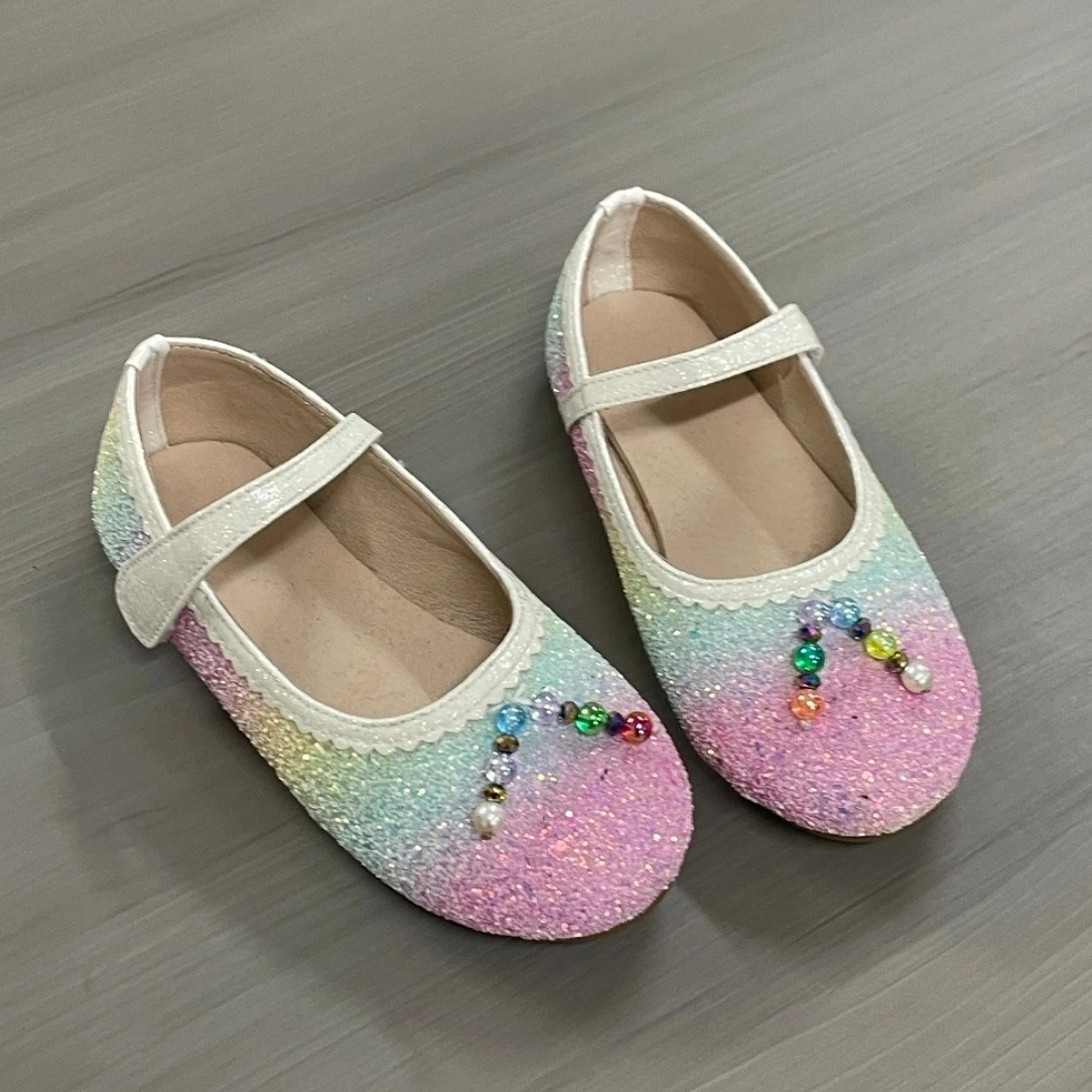 Jinyu Four Seasons Children's Princess Shoes Fashion Outdoor Dancing Performance Shoes Rainbow Simple Personality Women's Shoes