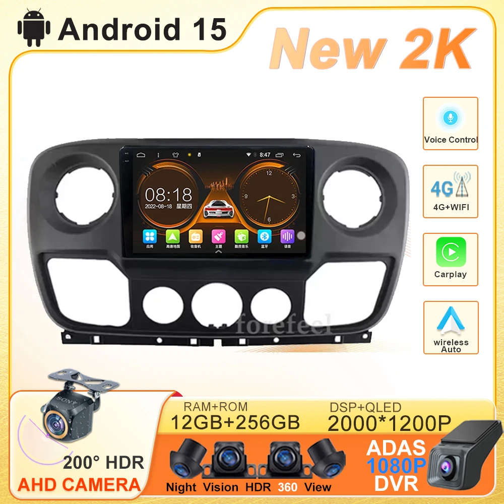 

Android 15 Car For Renault Master Nissan NV400 Opel Movano 2010-2021 Auto Radio Navigation Multimedia Player Lettore GPS No 2din
