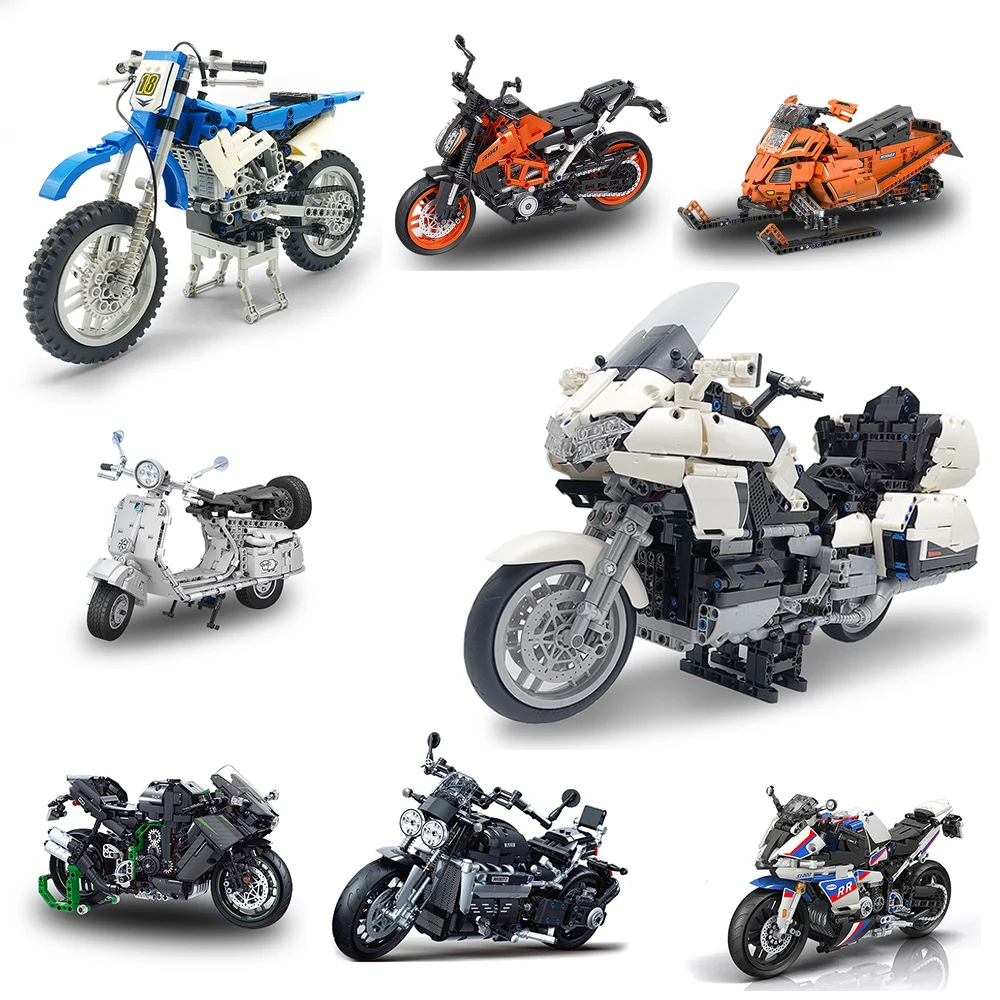 Gold Wing Touring  Motorcycle Technical Model Building Blocks MOC Different styles of Motorbike Bricks Sets Kids Toys For Gifts