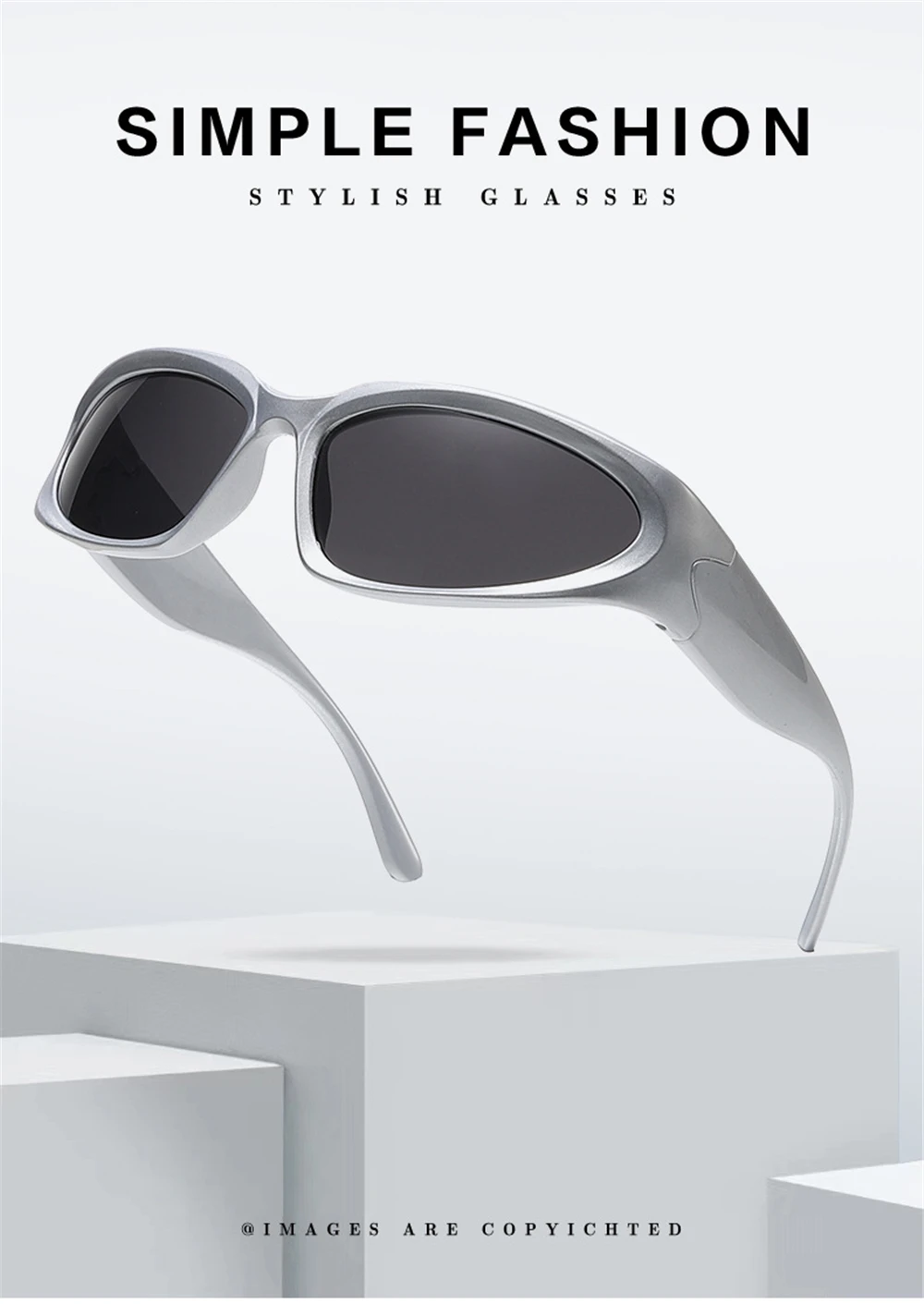 VIVIBEE Y2K Sonnenbrille für Damen, Steampunk-Spiegelgläser, Weiß, Sport-Schutzbrille, UV400, Punk-Sonnenbrille, Trendprodukt 2026 – Detail 6