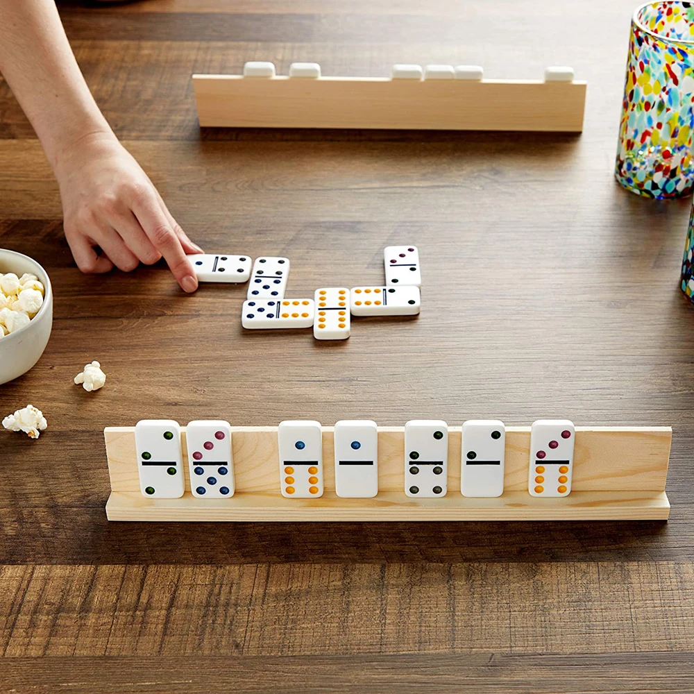 Professional Player Domino Games Chickenfoot 4 Racks Wooden Domino Holders Domino Trays Holders Wood Domino Racks Mexican train