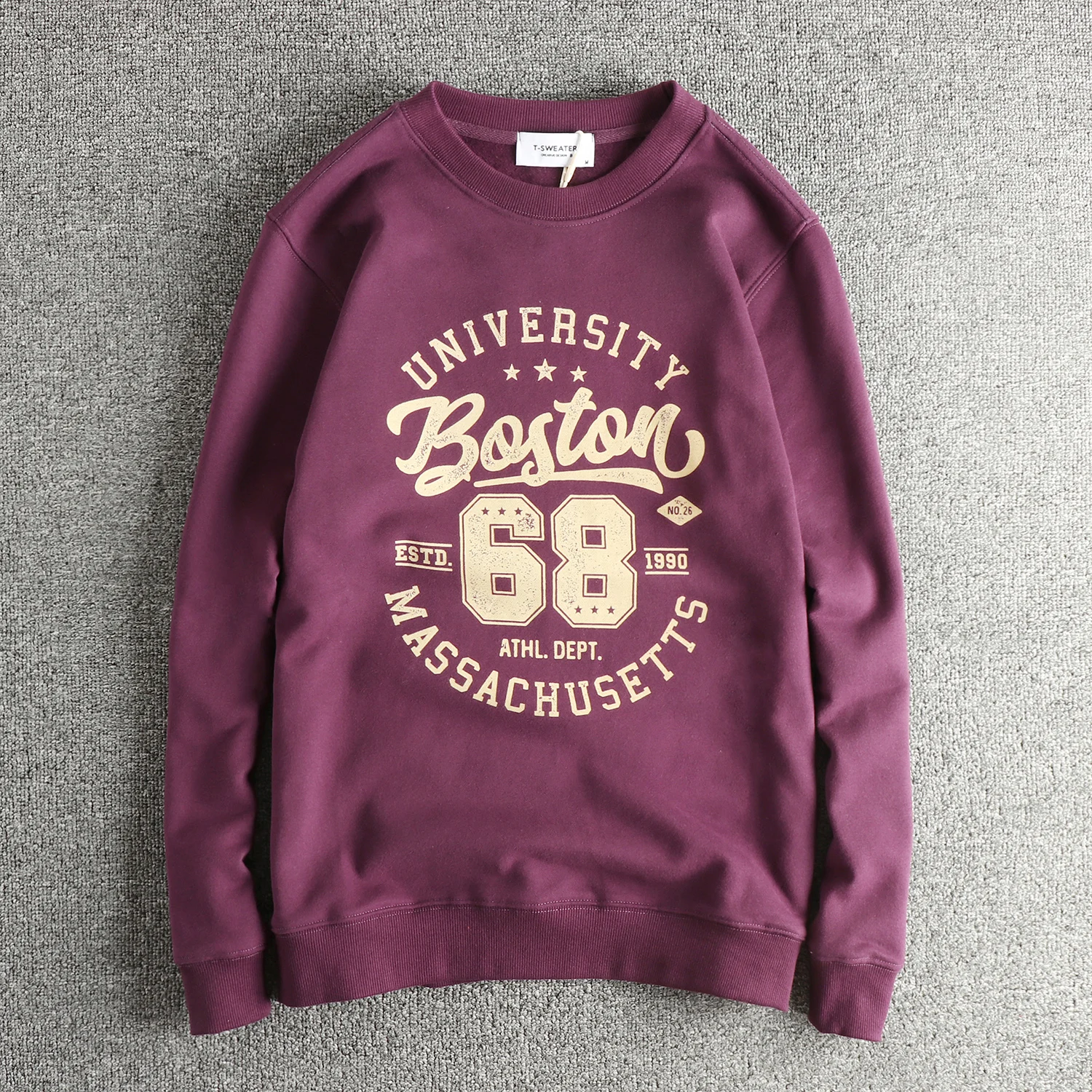 

Retro letter printed American sweatshirt for men with velvet thickened casual and fashionable long sleeves