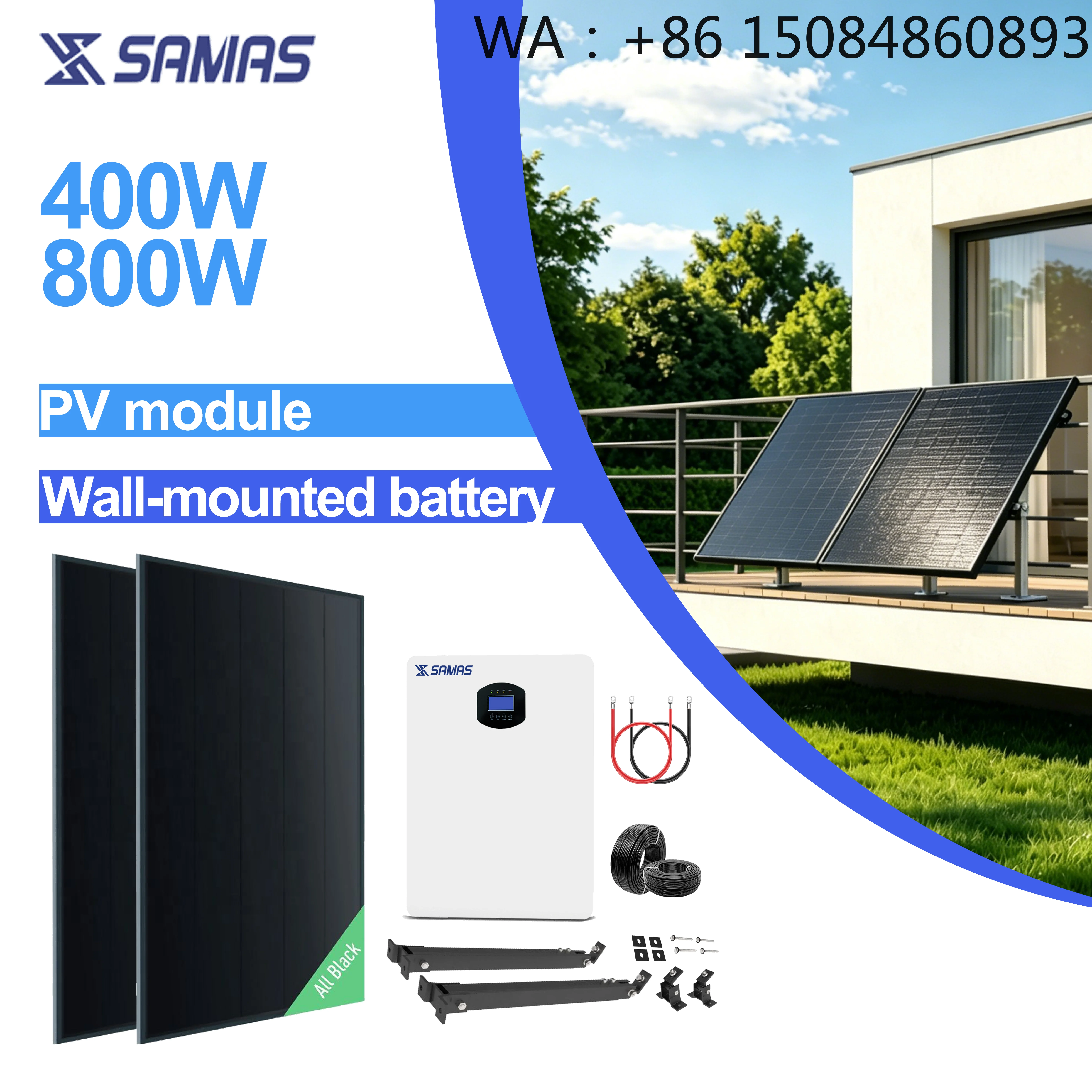 Plug And Play Solar SystemBalcony Solar MicroinverterSAMAS Monocrystalline Silicon MPPT Home Balcony Solar PV System 400W/600W/8