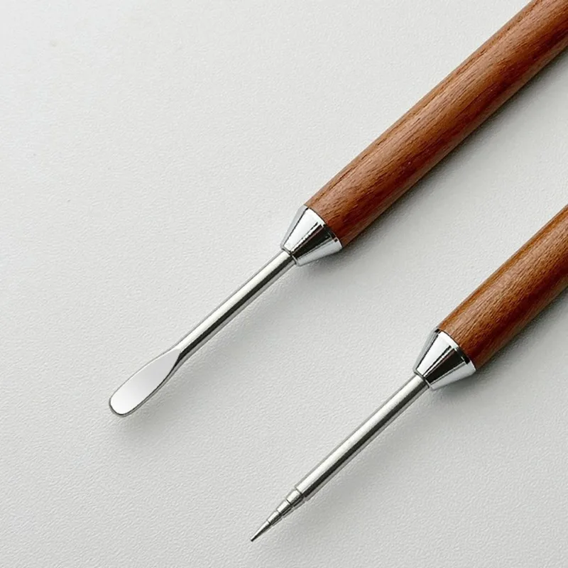 Solid Wood Latte Coffee Crochet Needle Fancy Coffee Latte Art Pen barista Tool Coffee Latte Art Stainless Steel Carving Needle