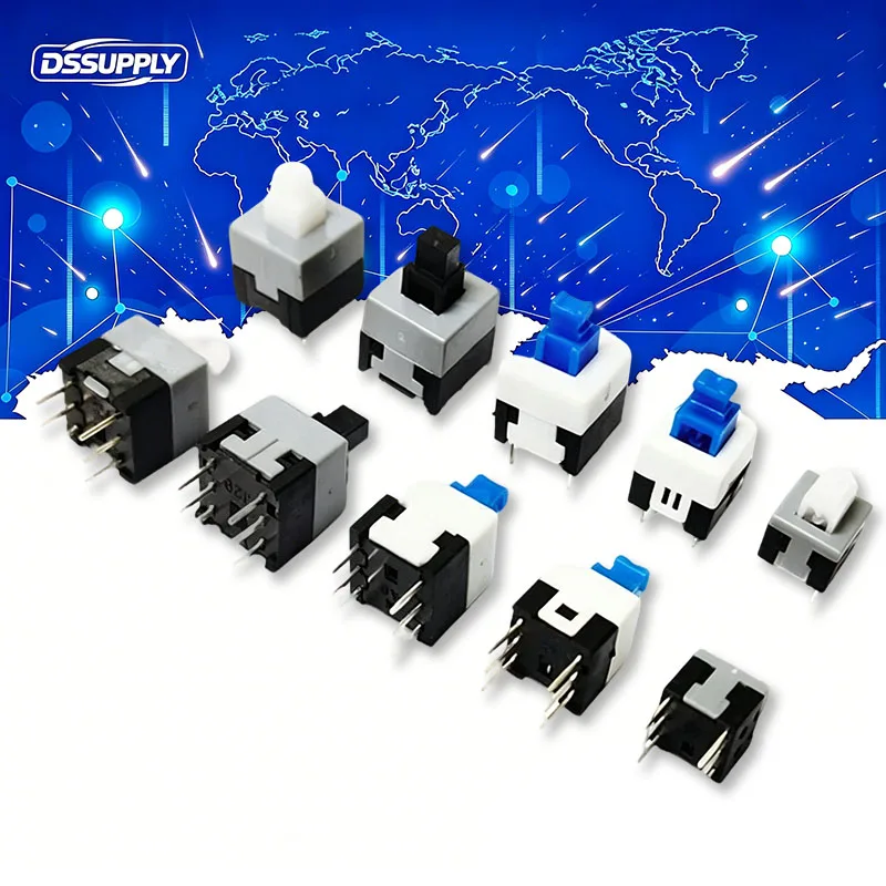 10PCS Self Locking Push Tactile Power Micro Switch 5.8*5.8 7*7 8*8 8.5*8.5mm 6 Pin Locking/Unlock Button Switches