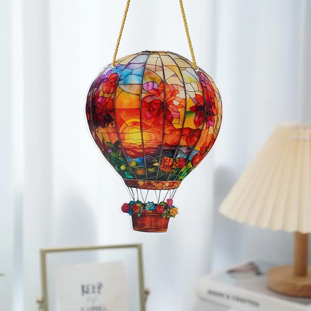 Boosting Atmosphere Hot Air Balloon Sun Catcher For Any Room Acrylic Flat Decoration With Rope
