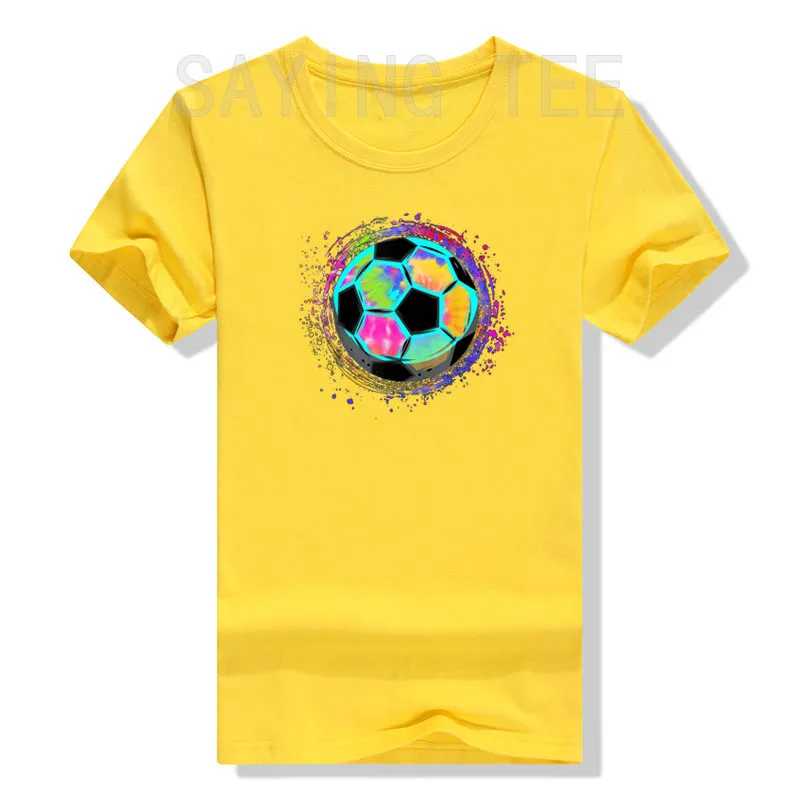 Tie Dye Soccer Ball for All Soccer Lovers Men Women and Kids T-Shirt Football Lover Graphic Tee Tops Basics Streetwear Clothing