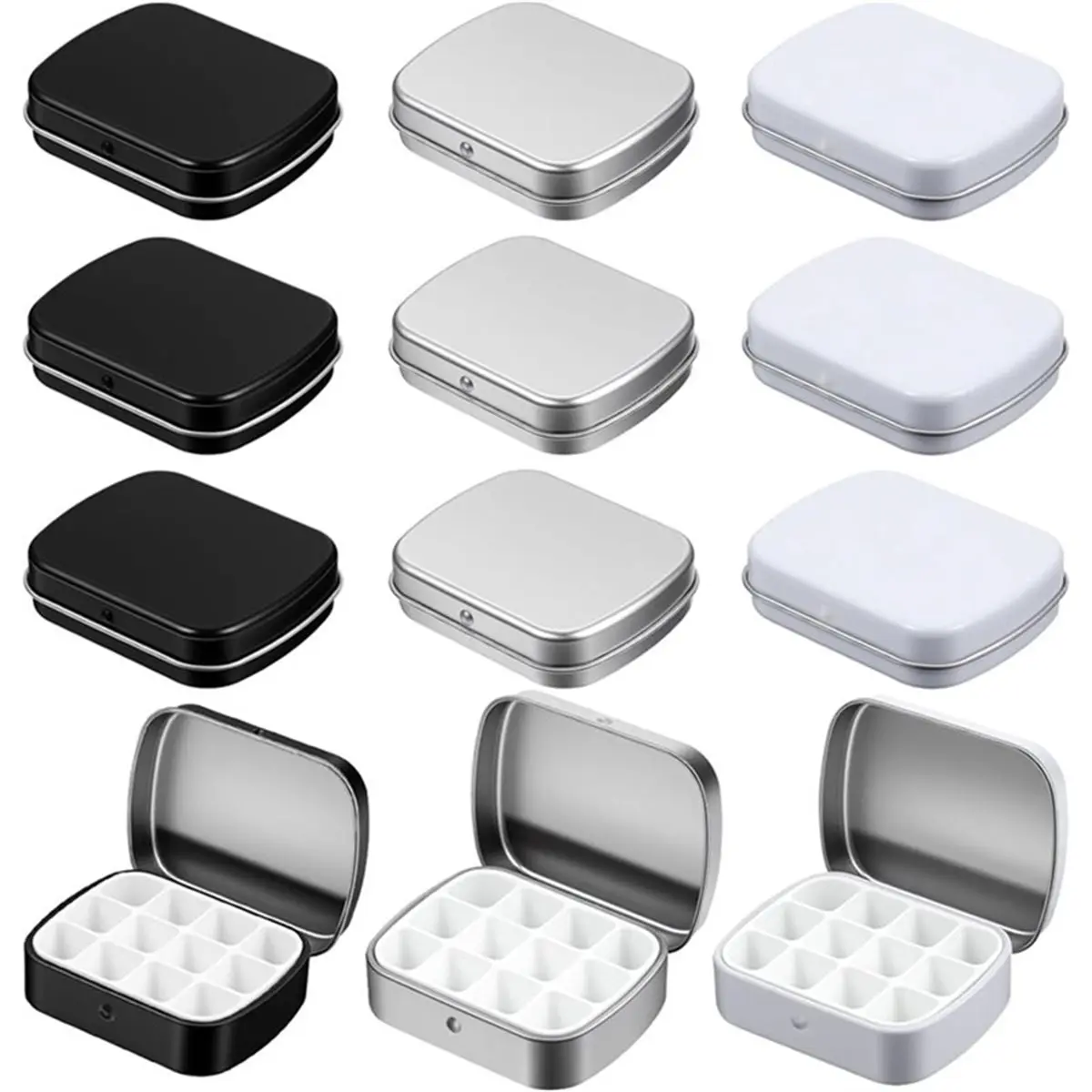 Promotional-12 Pcs Mini Watercolor Tin Box,12-Well Portable Paint Palette with Lid, for Artist Travel Indoor & Outdoor Sketching