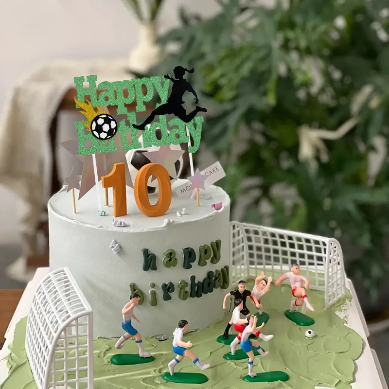 Fußball Geburtstag Kuchen Topper Fußballplatz Spieler Puppe Cupcake Topper Für Kinder Geburtstag Sport Party Kuchen Dekor DIY Backen Werkzeug – Detail 4