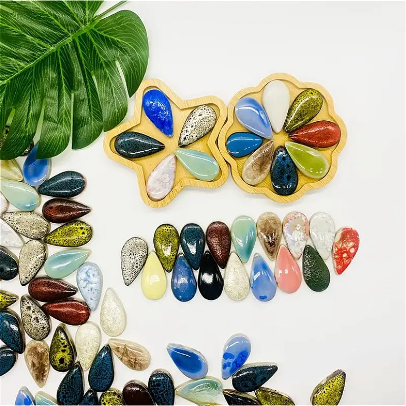 100g Ceramic Mosaic Tiles Piece DIY Mosaic Making Stones for Craft Hobby Arts Home Wall Decoration Leaf Petal Shape Cerd