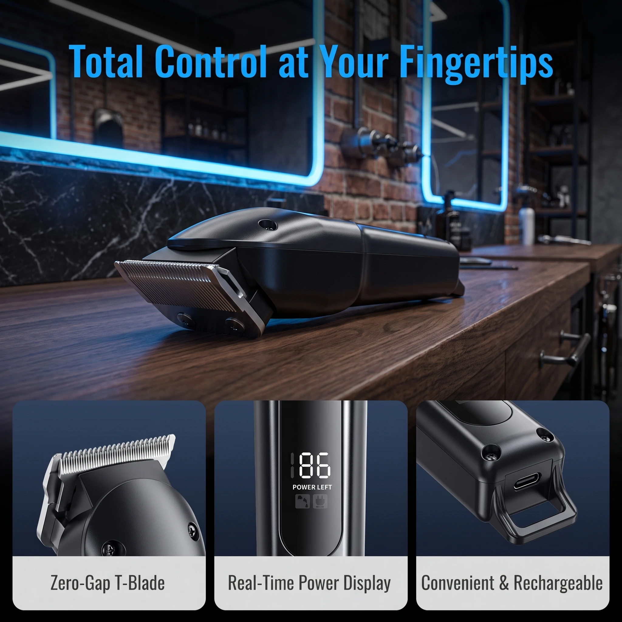 Full Body Washable Electric Hair Clipper Rechargeable Professional Hair Trimmer Men Household Engraving Hair Cutting Machine