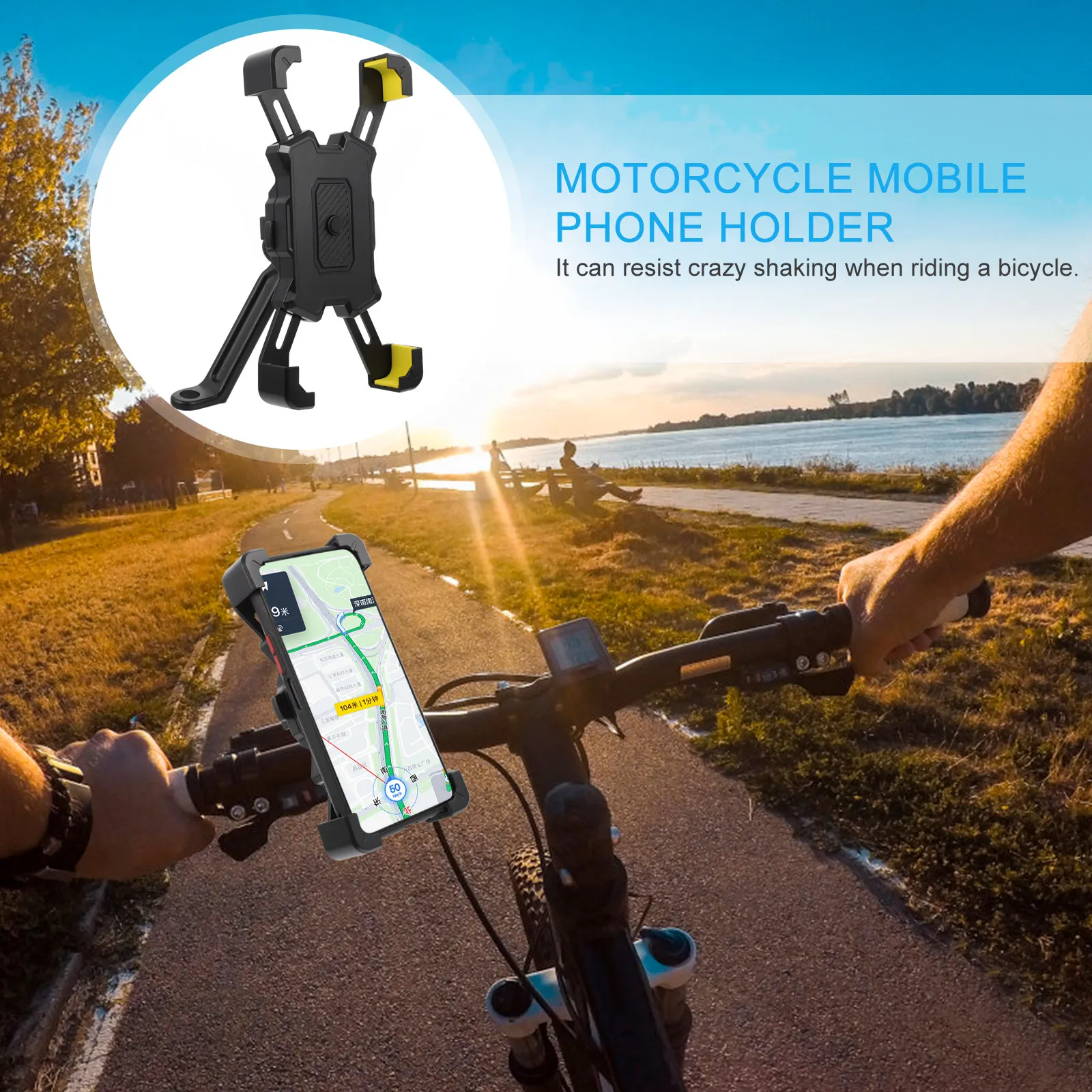 

Phone Holder For Bike Motorcycle Handlebar Mount Adjustable Shockproof Anti-Vibration Cellphone Stand Universal Bracket For