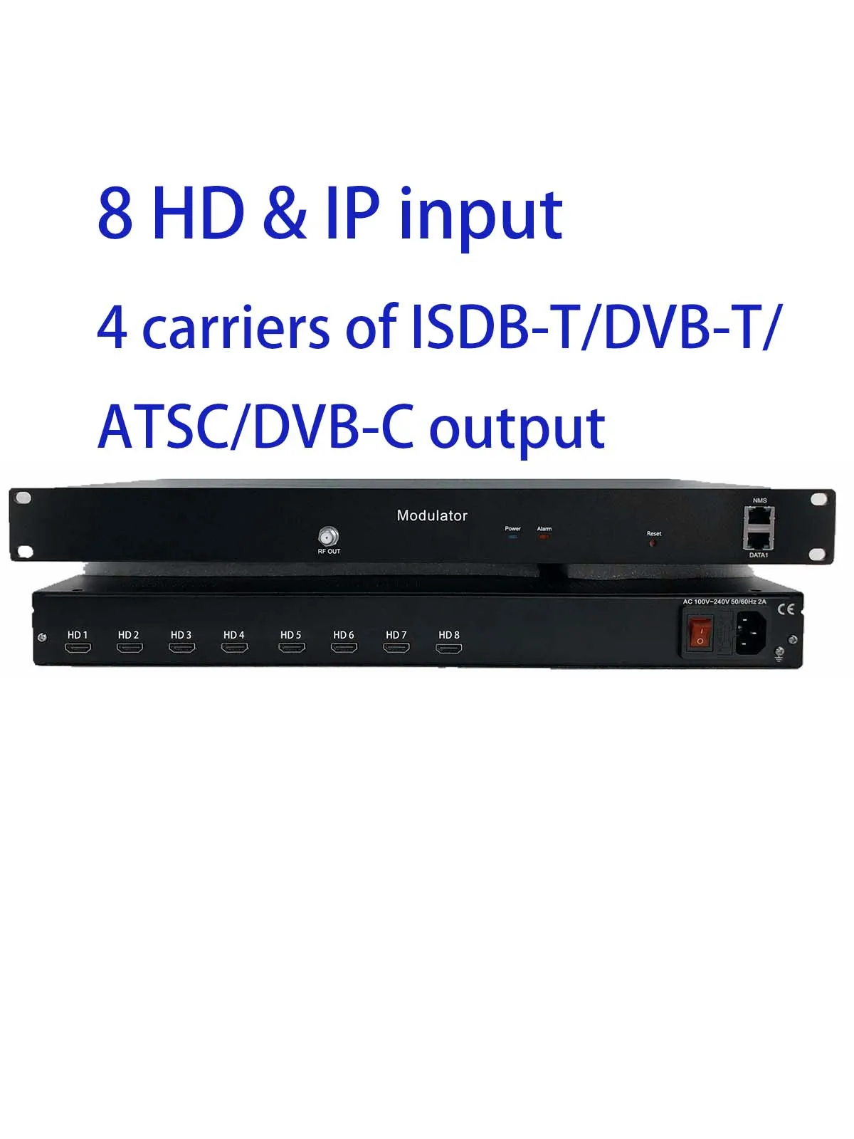 

1080P 8 HD to DVB-C/DVB-T/ATSC/ISDB-T encoder modulator Digital TV Headend QAM RF Modulator, DVB-T catv modulator