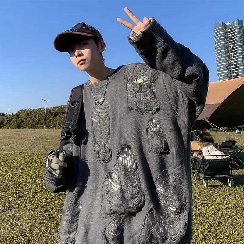 

Свободный мужской вязаный свитер, круглый, осенне-зимний, модный, повседневный, большой размер 300, сумка из Гонконга Sle