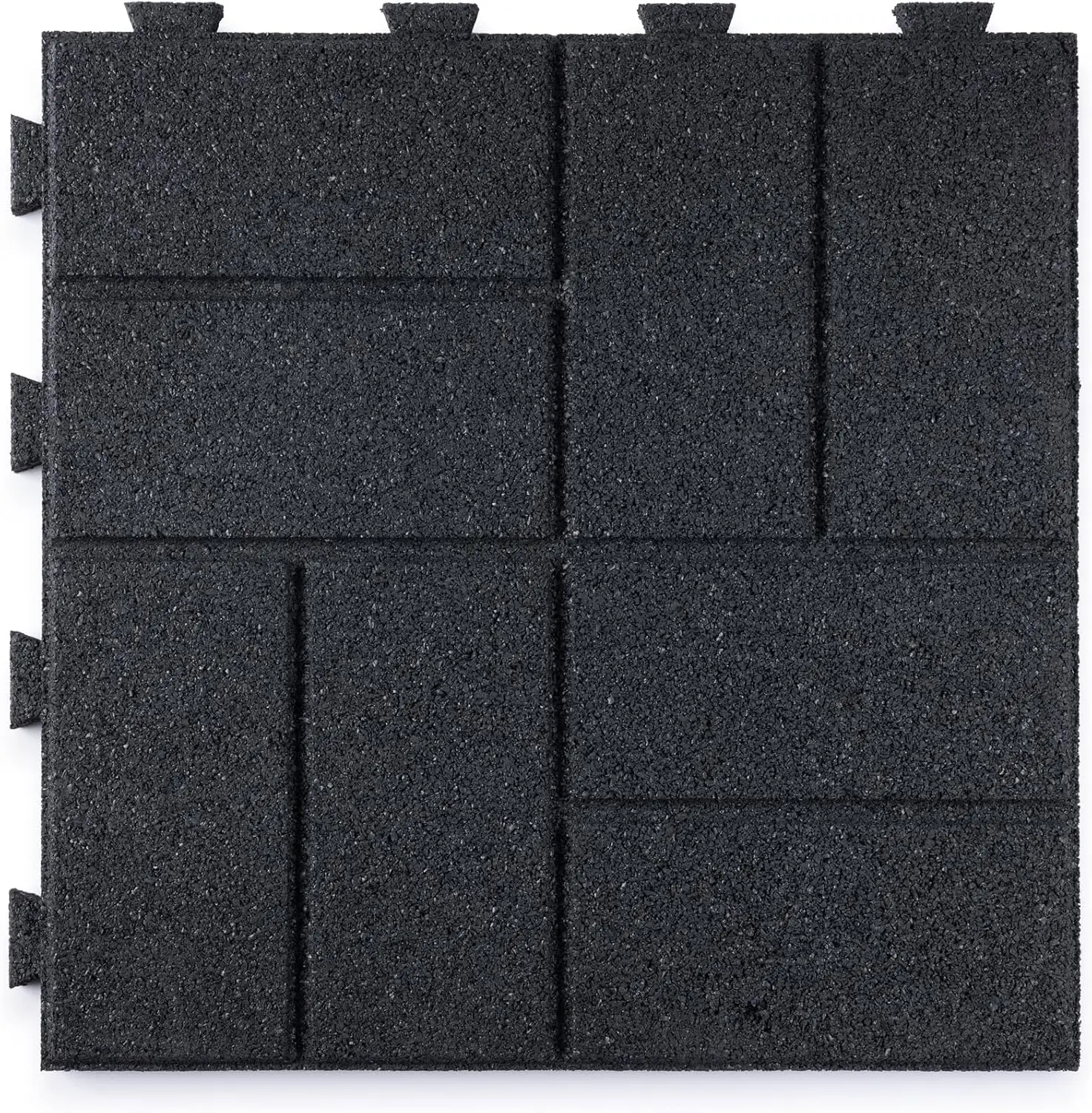 Brick Rubber Interlocking Tiles | 16 X 16 | Easy Install for Indoor and Outdoor Use (Dark Gray, 10 Tiles)