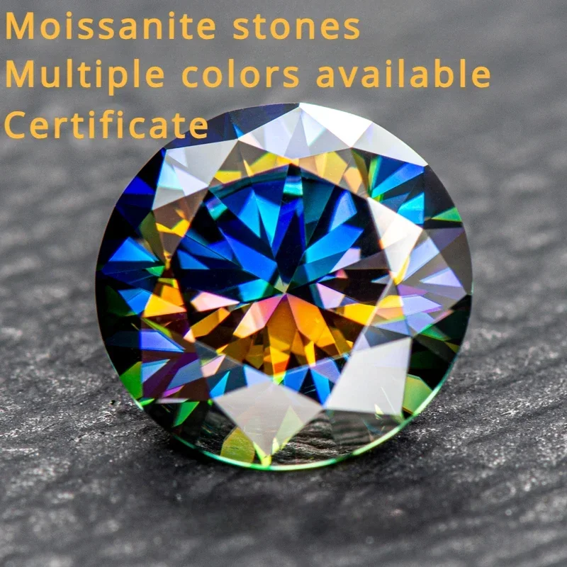 

Moissanite Stone Round Cut Multiple Colors Available Gemstone Beads For DIY Ring Necklace Earrings Materials With Certificate