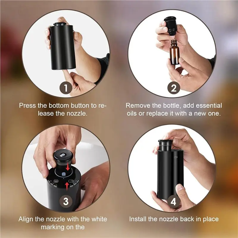 Diffusore senza acqua A98I-5X per nebulizzatore di oli essenziali con 3 modalità di nebbia, 4 timer, LED a 7 colori - Diffusore per aromaterapia