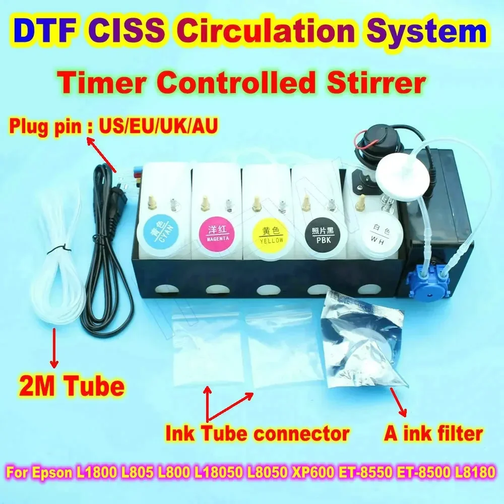 

ET8550 DTF CiSS System White Ink Shaker Device Convert Kit for Epson 8550 L1800 L800 L18050 Printer Modify Conversion Circulator