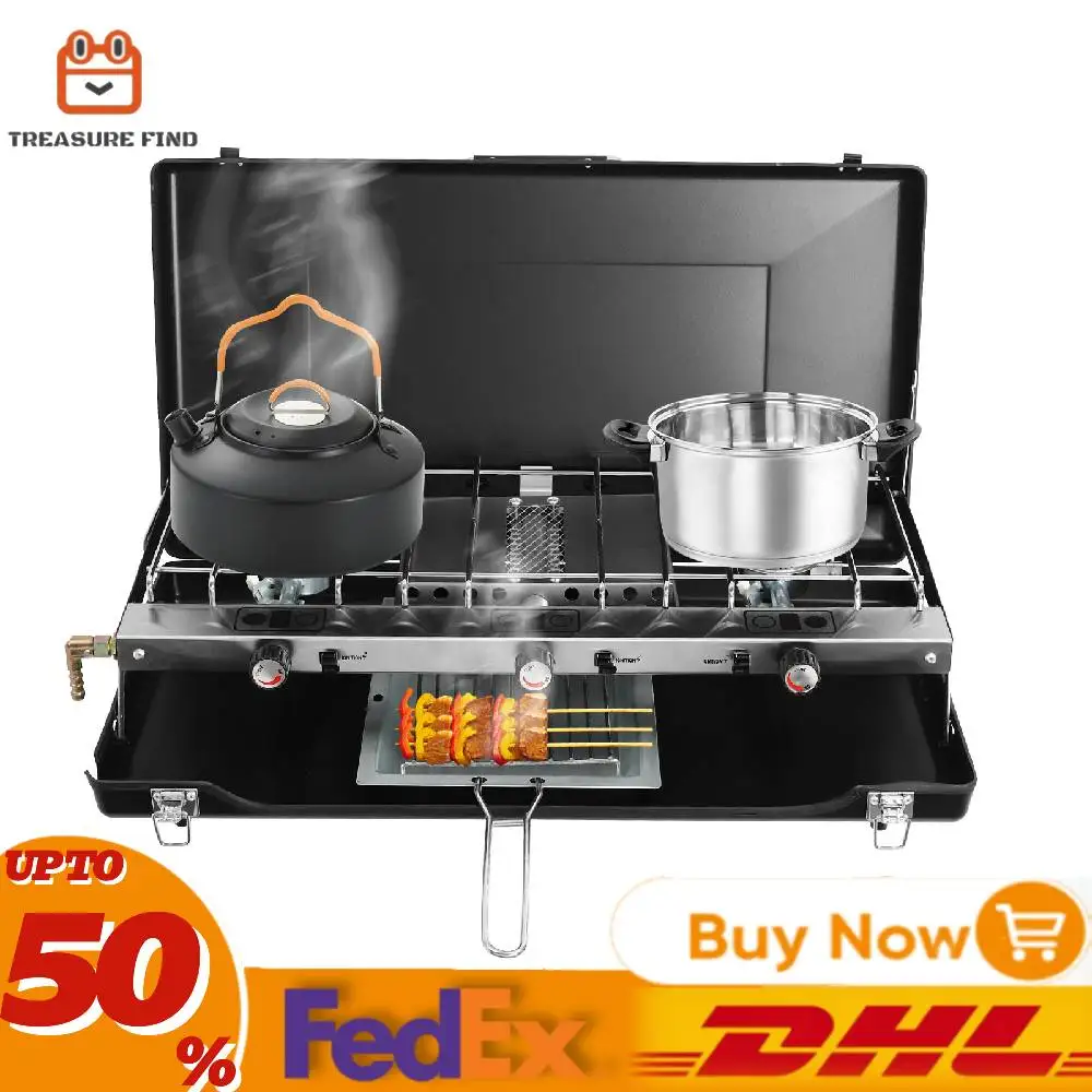 Portable Camping Stove - 3 Burners, High Power, Efficient Cooking, Durable & Easy to Clean - Perfect for Outdoor Adventures