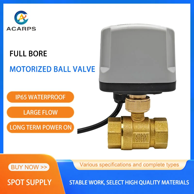 Full Bore Motorized Ball Valve Brass IP65 Waterproof 1/2\