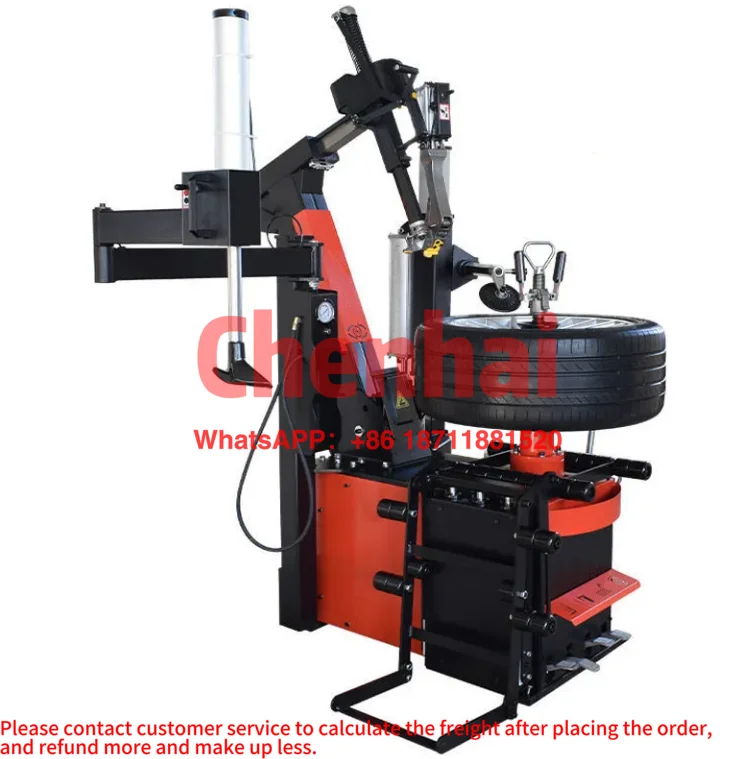 The auxiliary arm of the full-automatic tire-scraping machine and tire-removing machine of the automobile leans back.