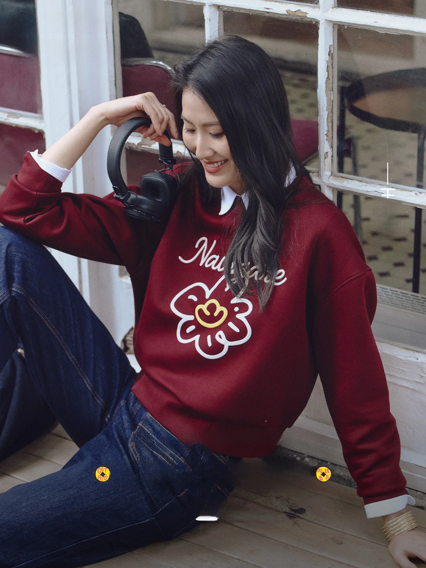 

Casual round Ne Women's Sweatirt Collaborative Money Tree Small Sailboat Navigare Spring New Sle Cotton Polyester Blend