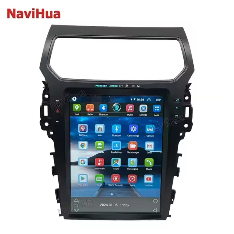 New Design 12.1'' Android Vertical Screen Car DVD Player Multimedia Auto Carplay for Tesla Ekran Ford Explorer 2014-2019