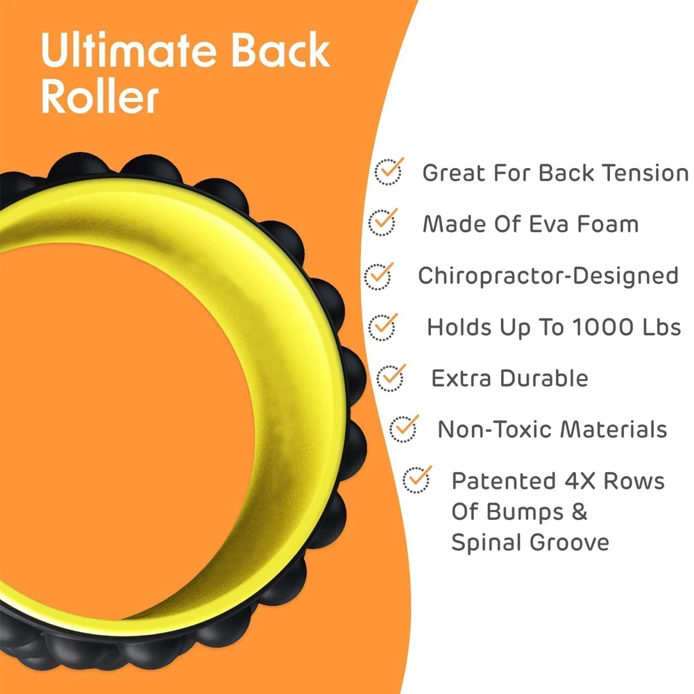 Back Roller Back Stretcher & Back Cracker Premium Yoga Wheel Foam Roller for Treat Back Pain Deep Tissue Massage Exercise