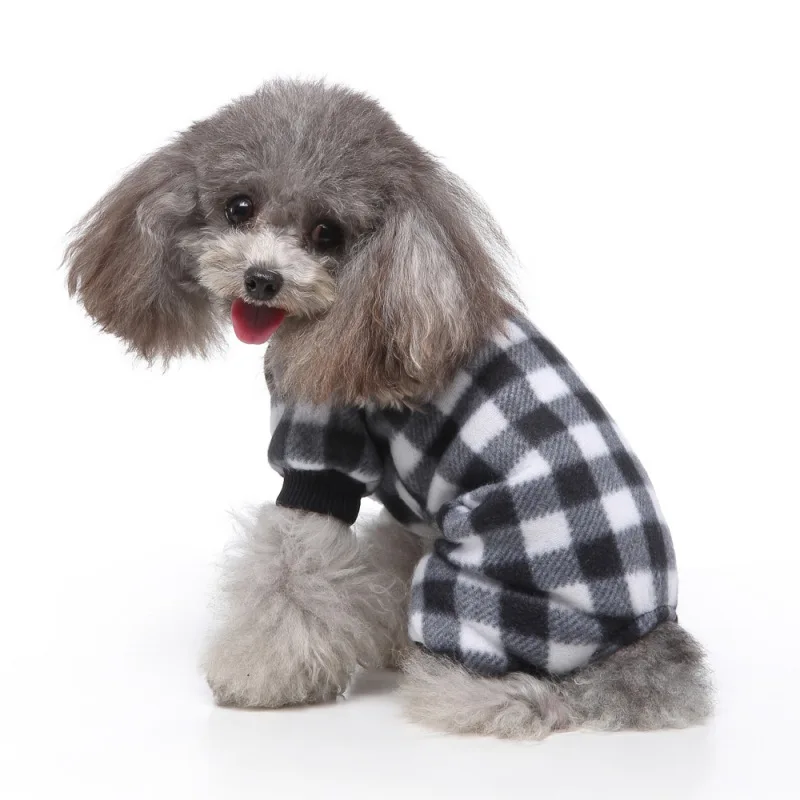 Dog Pajamas Winter Dog Clothes Plaid Warm Jumpsuits Coat For Small Dogs Puppy Dog Cat Chihuahua Pomeranian Nightshirt Pants