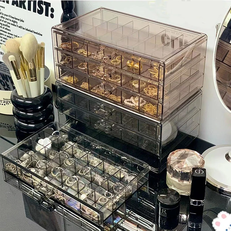 

72 Grid Clear Earring Storage Box Dustproof Transparent Small Accessories Jewelry Organizer Drawer Style Beads Rings Compartment