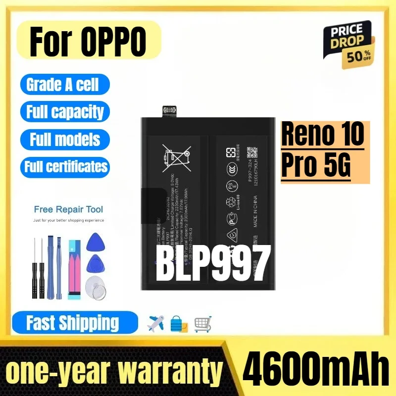 BLP997 for OPPO Reno10 Pro 5G Mobile Phone Battery High Quality High Capacity Battery Replacement Bateria Grade A Cell with Tool
