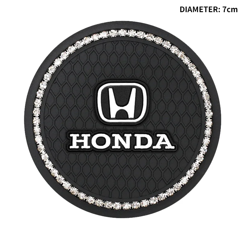 2pcs Non-slip Car Water Cup Pad Diamond Rhinestone Rubber Mat For Honda Civic accord Fit Jazz CR-V Accord Prelude Shuttle SEA-A1