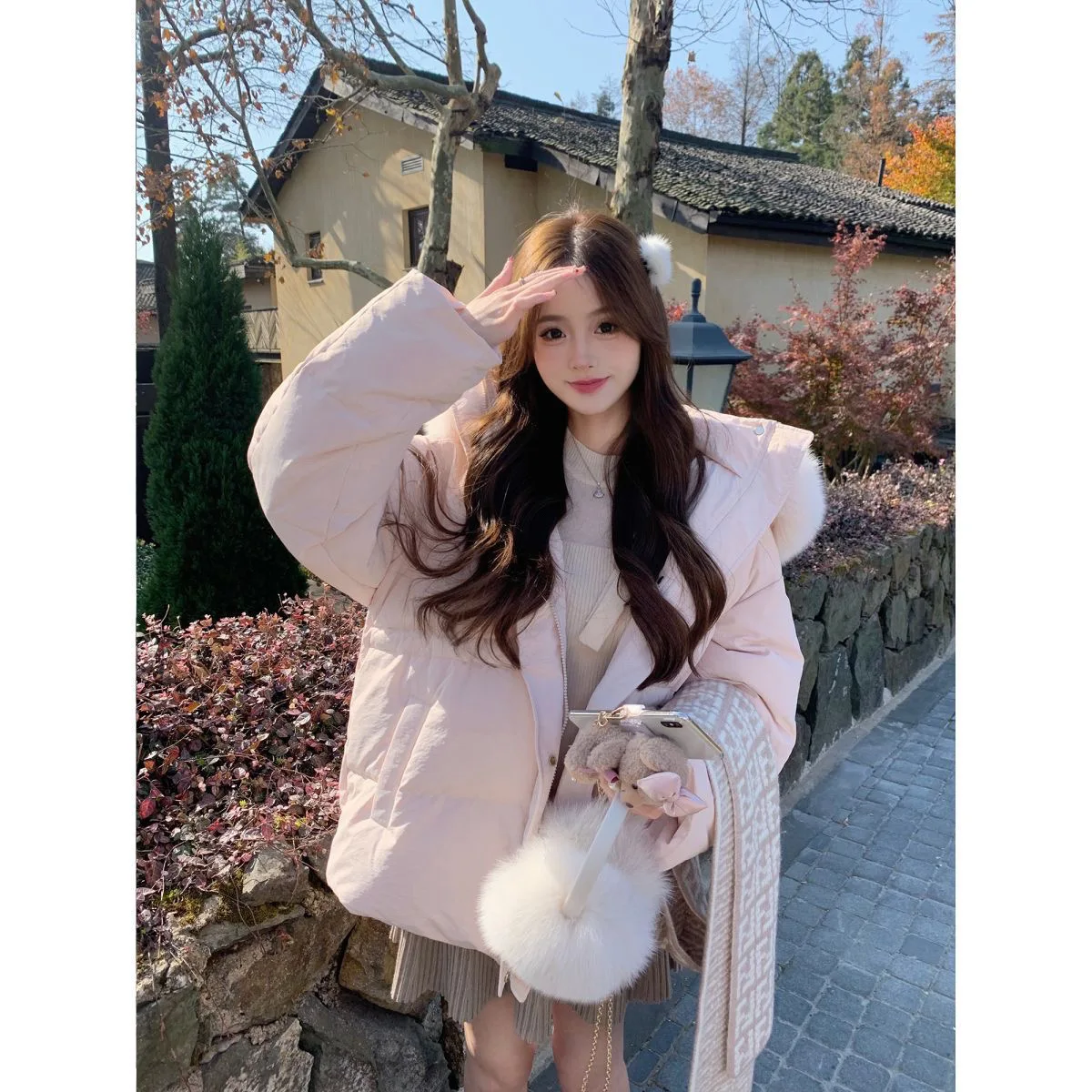 

Корейский Sle Премиум Легкий Большой Хутряный Воротник С Капюшоном Белый Пуховый Хлопок Jaet Thiened Теплый Сладкий Модный Свободный Наружный...