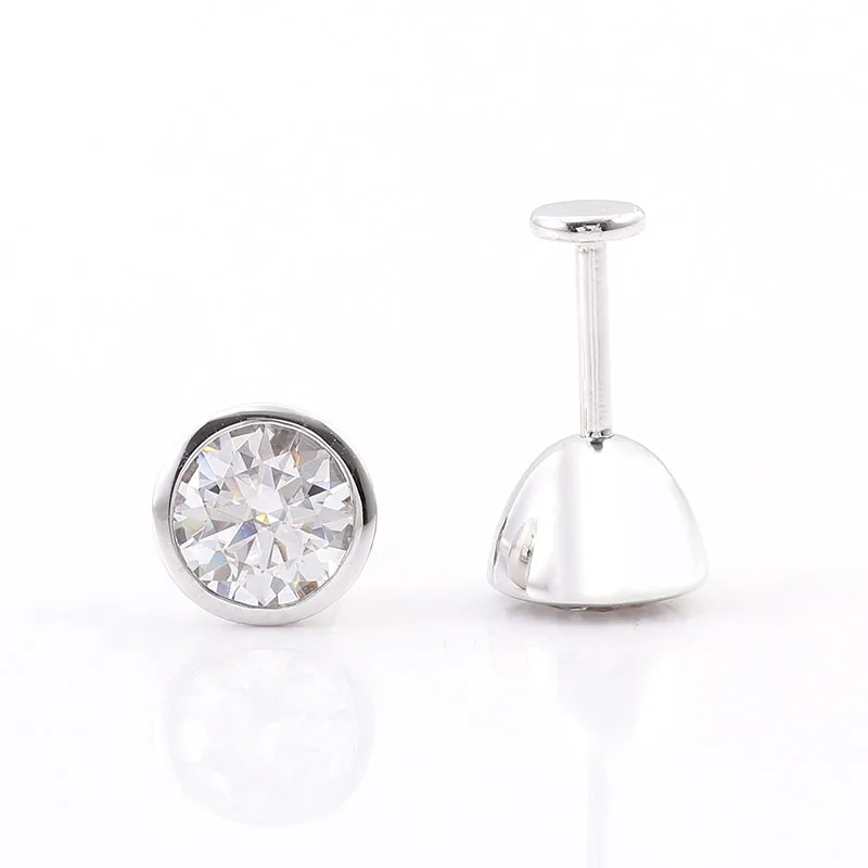 

Provence 10K14k White Gold 2ct Moissanite stud Earrings With Round Cut 6.5mm For Women Party Wedding Anniversary Fashion Gift