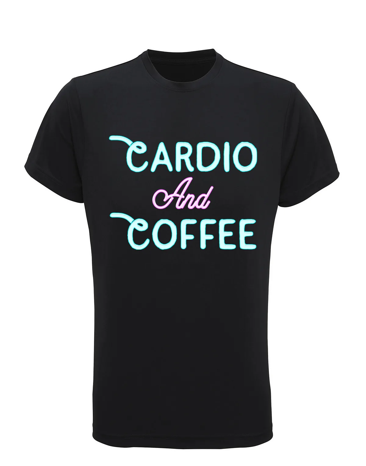 Mens Recycled Performance T-Shirt Cardio & Coffee Exercise Gym Fitn Trii